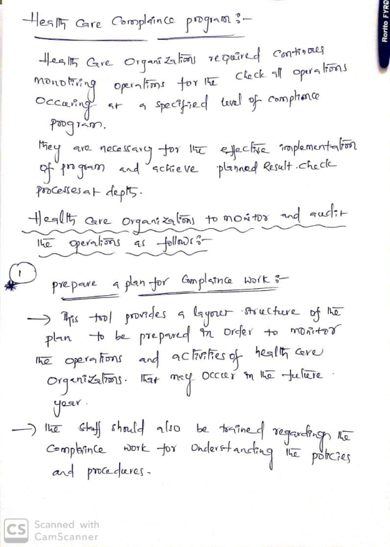 Health Gre Complaince programa Rorito FYRO Health Gre Organizations required continous monotiring operations for the check al