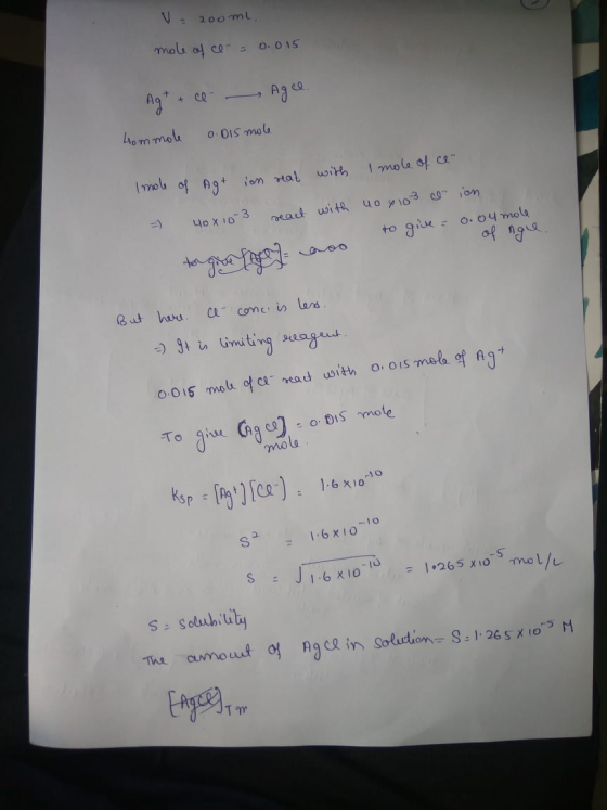 V: 200mL mou al ce- O.OIS Ag ca 4CO 4ommok Imou of Agt on at with 1mola df c 40 x 103 eaut with uo1o c on to gie O.04mol of g
