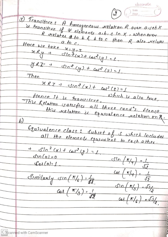 classmate Date Page 3) Transitive: #_homogeneousleelation R_overesett A homogeneous ulllattor @_transitive if #elemenu_arbic_