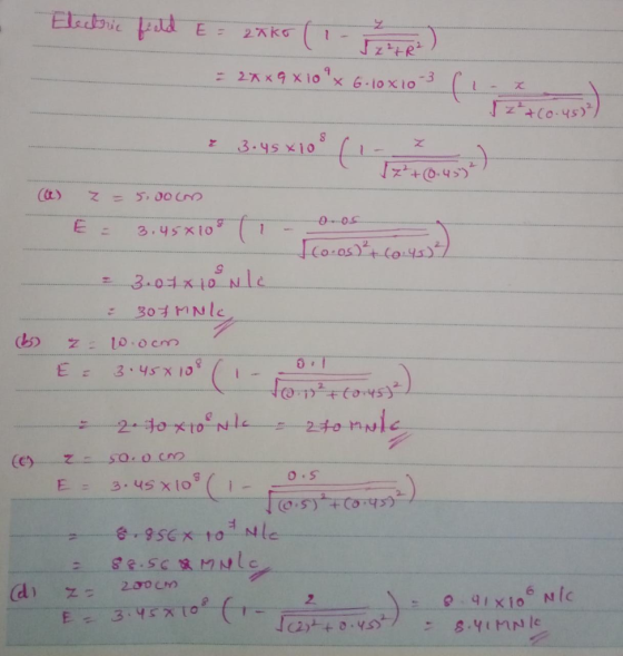 Elective field E = 2*KG (1-02 Pred) = 2469 X 10 x 6-10x109 ( ) (6) z = 5,00m E = 3.45108 ( [co-os) ² (0.45) = 3.07x10 Nle 30