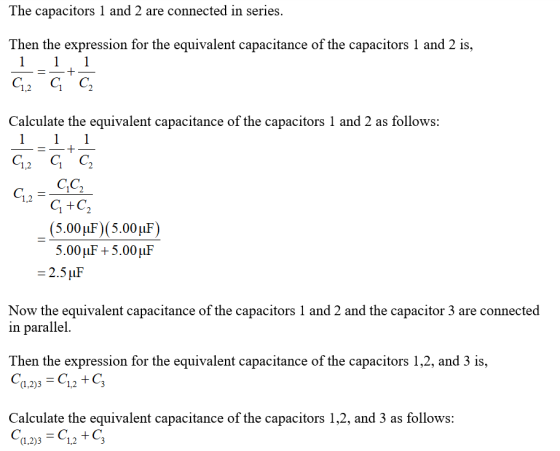 The capacitors 1 and 2 are connected in series. Then the expression for the equivalent capacitance of the capacitors 1 and 2