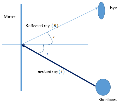 Eye
Mirror
Reflected ray (R
i
Incident ray (I
Shoelaces