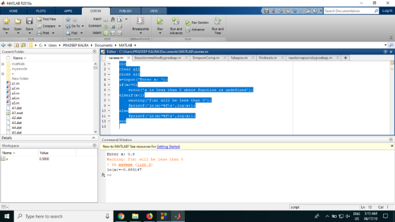 MATLAB R2018a Search Documentation Log In HOME PLOTS APPS EDITOR PUBLISH VEW Find Files Insert Run Section Go To Compare Comm