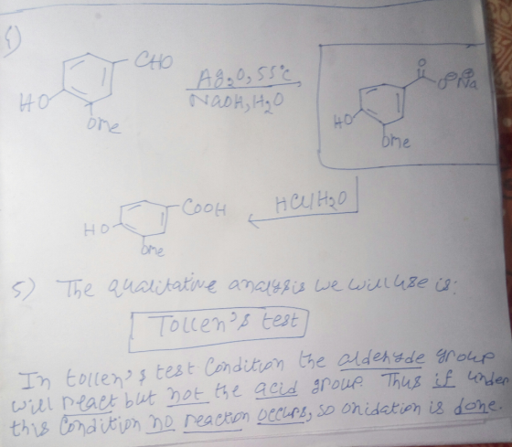 Na Agg, 556 NaOH, H₂O bhe T COOH, Hellho Op ome 5) The qualitative analysis we will use is Tollens test) In tollen 8 test Co