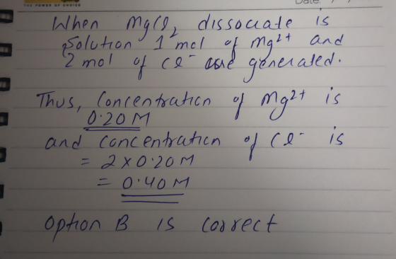 THE POWER OOHOICE vaus When mace, dissociate is Solution 1 mol of mart and 2 mol of ce and generated. Thus, concentration of