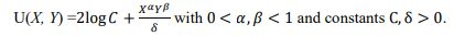 χαΥβ U(X, Y)-2 log C + _ with 0 < α, β < 1 and constants C, δ > 0.