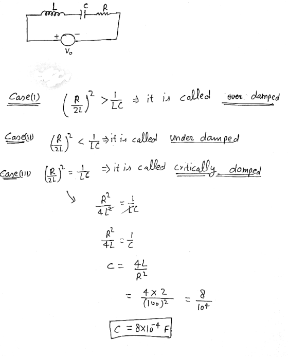 Case (1) >t > it is called over damped C3 Casellus * < te zit in called under damped Laseom (= te =) it is called cutically_d