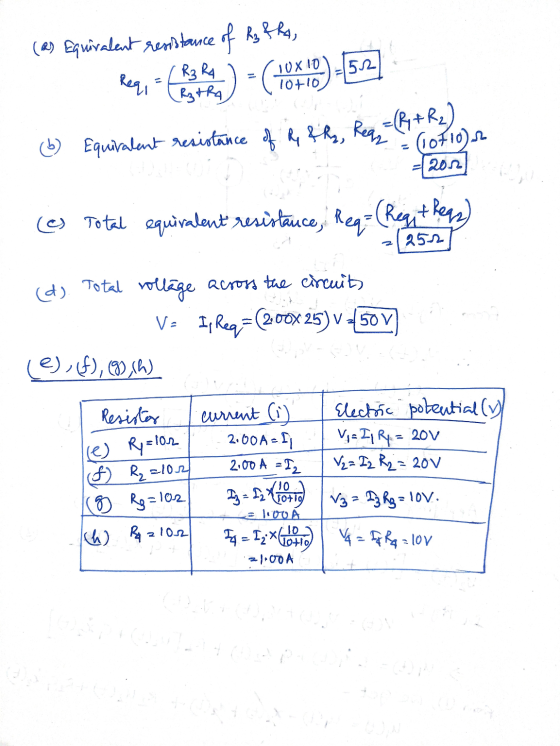 - (R) Equivalent resistance of hz ffa, ( R3 R4 10X10 Req - Chytha) ( 10+10 Req = (R+R) (6) Equivalent resistance of R&hy, (10