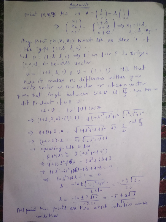 Its 13 Answer point (1,48) Me on n = (!) + s (!) ni → ) ots -> ng=lts, loto nas M = 0 May point (ni, na ₂) which lie on line
