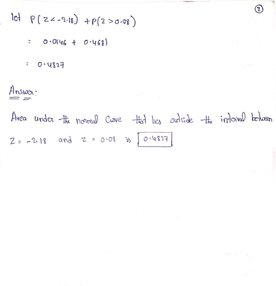 2 O.Ol46 0 463) i noin ie Orls Z:-2.13 and z=0,08 込)0.4827