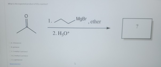 What is the pected product of this reaction MgBr ether 2.H20+