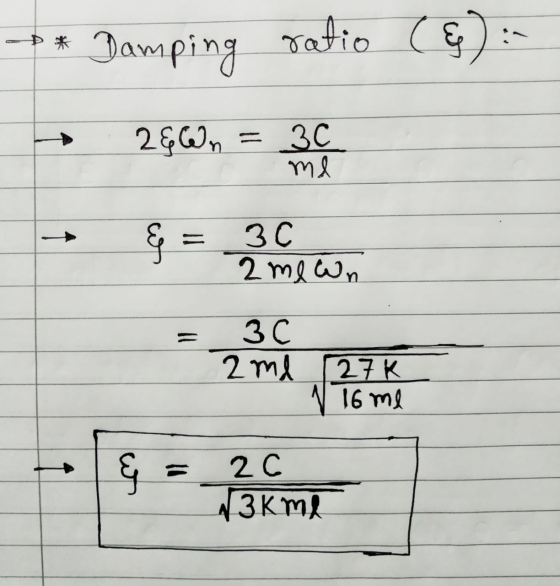 ratio Damping (६ - 2&@n 30 ml & = 30 2 mewn ЗС 2ml 27 K 16 me w 2 C W3km!