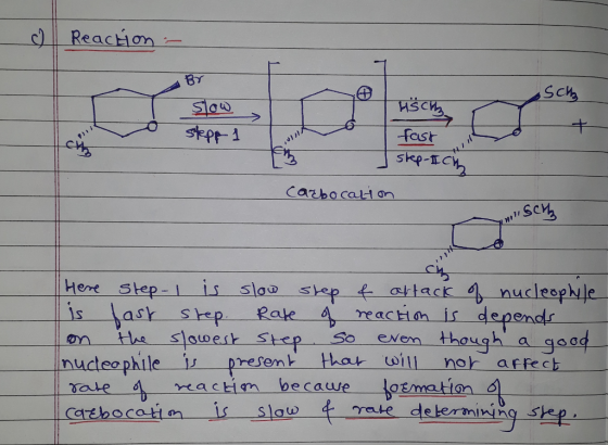 Reachon - ОСИ, Busch 1 Slow stepp 1 Tito 3 fast step-lich Carbocation „Scи, Here step-I is slow step & attack of nucleophle i