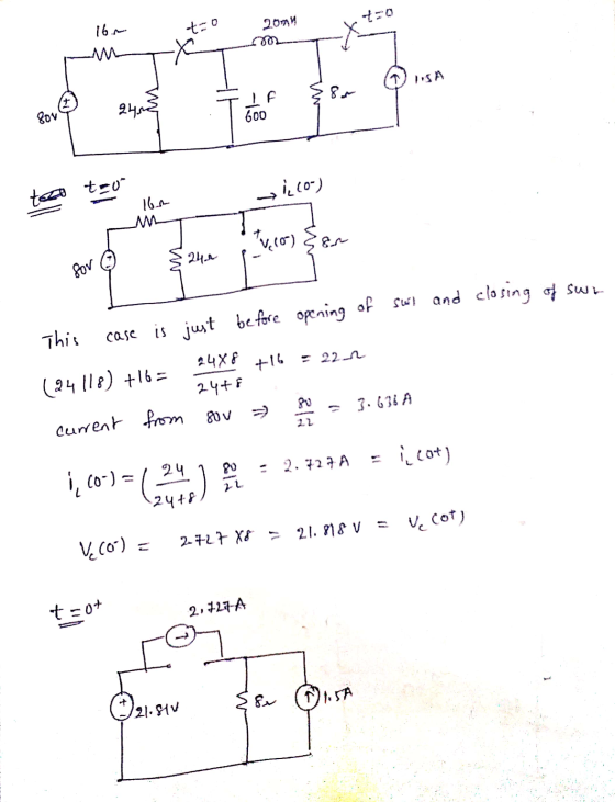t=0 16.. t=0 2001 ISA 8 2452 IF 600 son teso tu - iCo-) 16s +4,60) ser 240 for +16 This case is just before opening of swil a