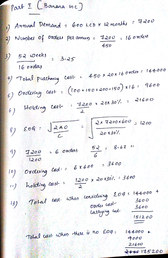 part Ⅰ (Banana inc Annual Dêmand annun - 4-50 : 3.25 16 отод Cosl- 450x 20x 16 orclen - 144-000 960。 Osdlein cest (loo 520041