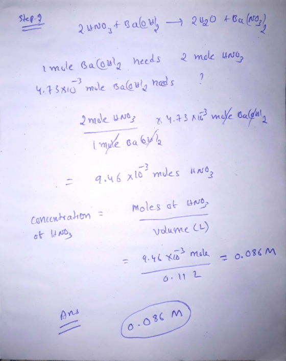 stel 2 2. UNO & Balot 2420 + Ba(NO) Imple Ba Colla needs 4.73x10 mole Balduly needs 2 mele LINO ? a mole HNO3 x 4.73 x 103 mo