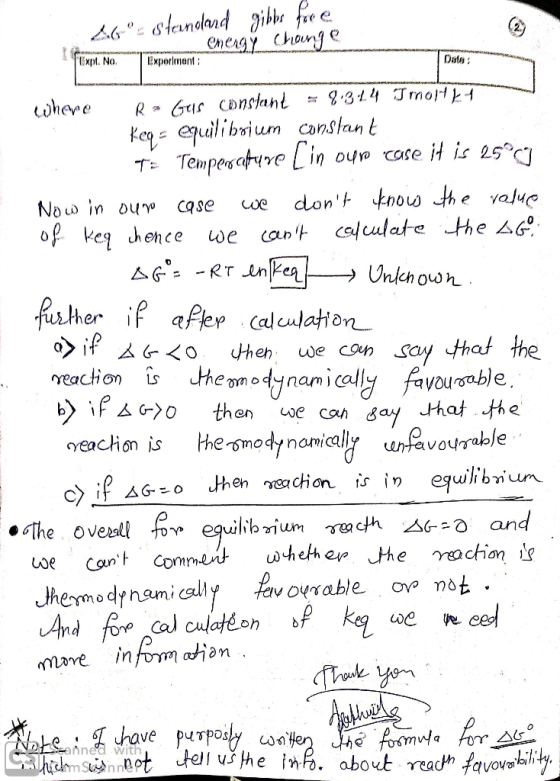 26 Stemnoland gibbs fore Chergy_chan - Data: De where R* Gus constant = 8.314 IMOHET keqe equilibrium constant To Temperatur