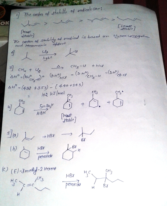 OK [had table least stable ligh7 (DAN) - CH-H (432 +3S3)-( 440 +243) cH3 CH AIBN Jtable 8Y HBX peiorid CH ΗΒγ