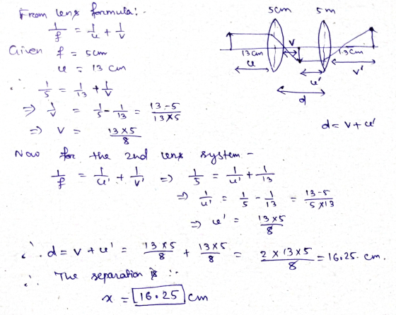 sam sw From leng formula: 1/2 = f t tt Given f Di sem 13cm 13 cm is = 1/3 T3 tt ol 13-5 13 13XS da utca =) 13X5 Naw for the a