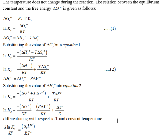 The temperature does not change during the reaction. The relation between the equilibrium constant and the free energy ΔGro i