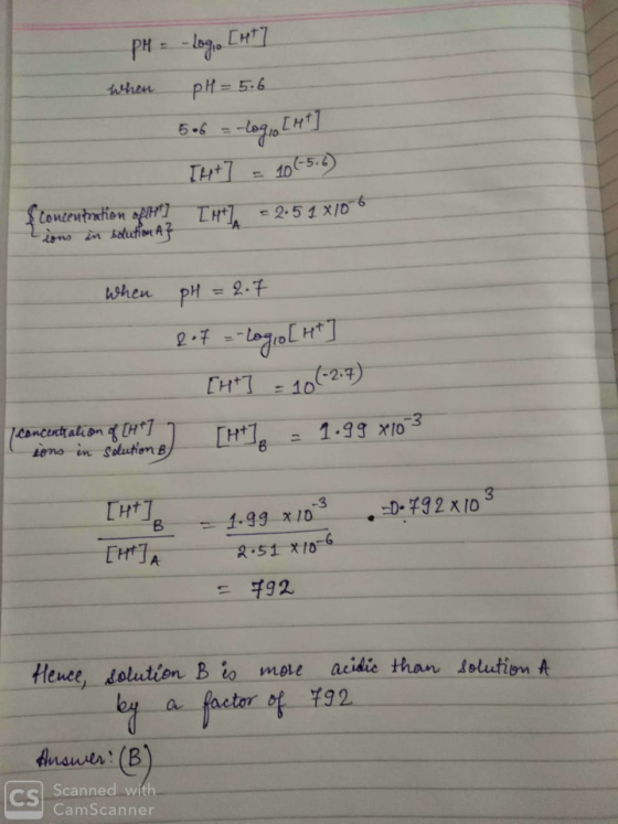 PH-logn CHt7 hthen pH=5.6 5-6-0910 TH+1 10-5.2 17 tonceutration TH1 n n selution A? 2-51 X/D 6 When pH=2 T 2.7LogoLH CH 10(-2