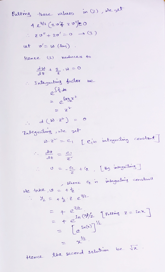 putting these values in (2) , we get 4 e32 (204 zol)zo. 26+ 20 =0 (3) et v= W (day) . Hence (3) reduces to dwy + 2. w zo :