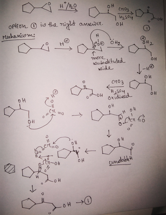 OH (703 I H₂SO4 OH is the right answer. OH option Mechanism: OH OH more substituted side 1-H® OH (703 H₂504 OH TOH 애 oxidis