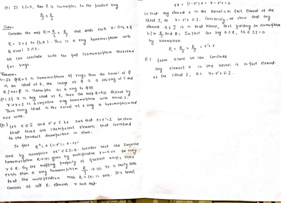 (9) If 1J-0, then Ris isormorpmı to the brodutt γ1nQ Sothat ary elem ,n+ γ in the Kerne ls m fact element, of the fcleul J,
