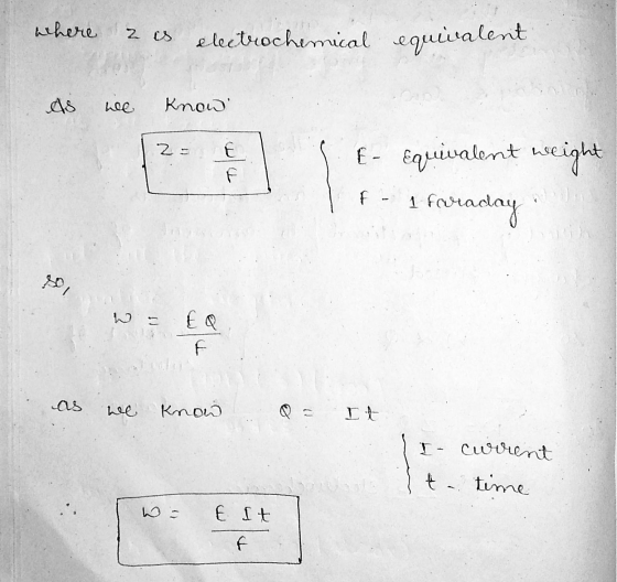 where zos electrochemical equivalent As hee Know 25 wlu E- Equivalent weight Faraday f 1 for WE EQ F as we Know li I current