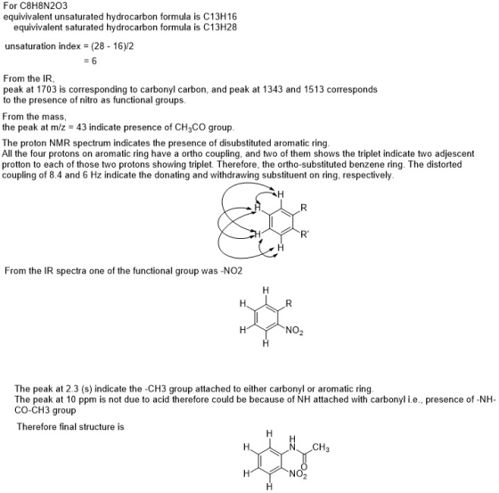 For C8H8N203 equivivalent unsaturated hydrocarbon formula is C13H16 equivivalent saturated hydrocarbon formula is C13H28 unsa