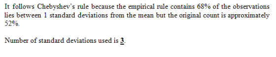 It follows Chebyshevs rule because the empirical rule contains 68% of the observations lies between 1 standard deviations fr