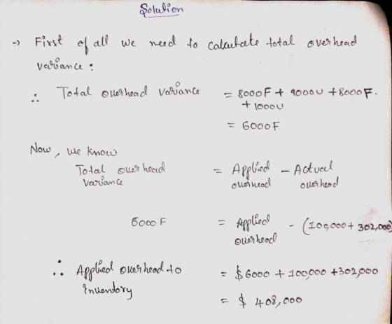 Solution - to calculate total overhead First of all we need vawance : . Total overhead Vavance - 800oft 9ooou +80oof. +10000
