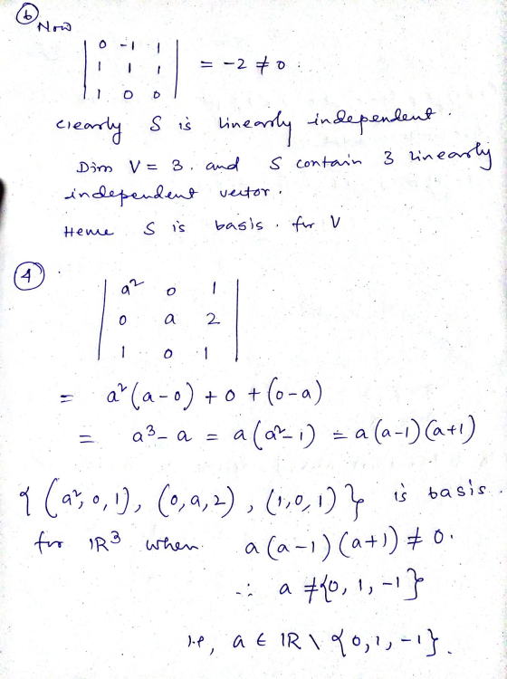 Now I i = -2 +0 : clearly S is linearly independent .. Dim v= 3, and s contain 3 linearly independent vector a Heme s is basi