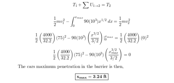 Ti+ U142 =T2 žmo? - % * 90(10%) 31/2 dx = zmus 23/2 1/4000 2 32.2 (75)2 – 90(103) im 1/4000 2 32.2 lo 3/2 (02 1 mas 3 (909) (