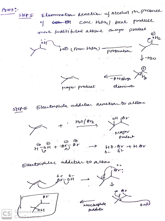 Steps Elemnation Reaction of Alcolor in presence of o r conc. Hisay) Heal produce more substituted alkone meegar produce ohn