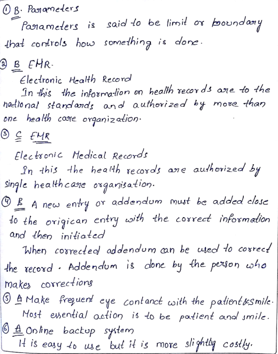 OB. Parameters Parameters is said to be limit of boundary that controls how something is done. - B EHR- Electronic Health Rec