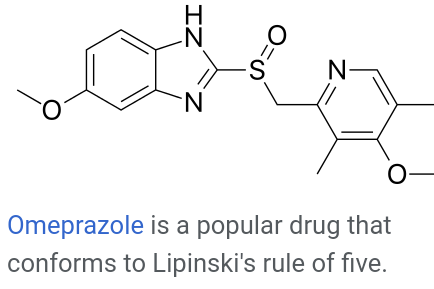 O Omeprazole is a popular drug that conforms to Lipinskis rule of five. z. O= IZ O