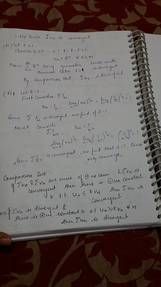 I the series Eun is converget illet el choose &>0 st R=l- &>1. Un>RY & nom. now Ern lery geometric n ) leny geomehic senes ne