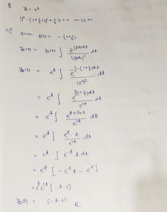 ON Y = et Y-(1+1) 9 + ty=0 on (0,07 som given Ret) – (1 tel. 11t = Tilt Tilt I I ē è Spibat (52 - de ylt) 2 et 5-(1+tlat ce