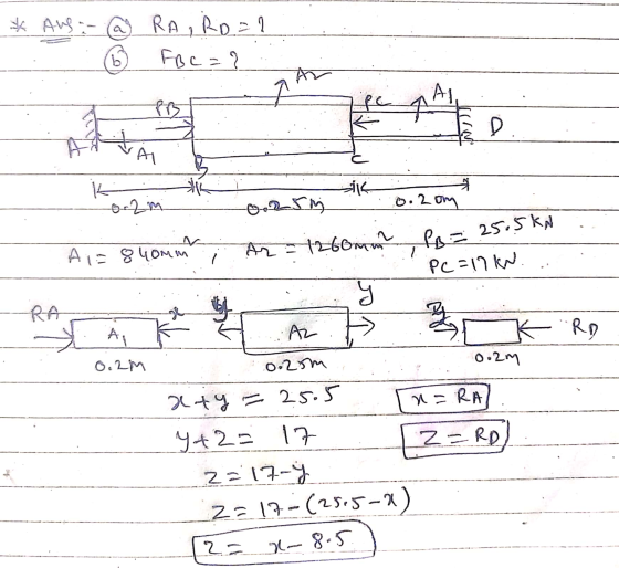 * Auf - a RA, Ro=1 FBc = ? b pe K ED Al ik ܫܐܠ 0.2 m 25m 0.2om A = 8 40mm Ar - 1260mm IPB = 25.5kN PC=17kW 7 y RA AL 0.2M 0.2
