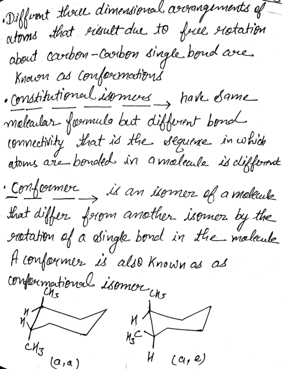 Different thoill dimensional avgangements of atoms that. Jitsult due to force rotation about courbon-Carbon single bond are k