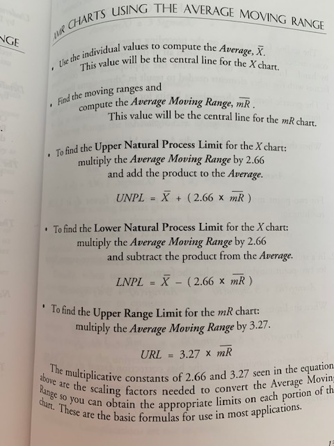 USING THE AVERAGE MOVING RANGE NGE dual values to compute the Average, X. individual values t line for the X chart. , le the