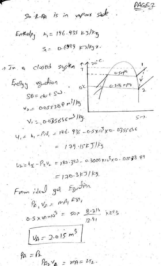 from ided gl Equation PAGE? So iR-RA is in repour state Enthelpi hi= 196.935 kg/kg Sie 0.6999 Kulkyx - In a osope closed sys