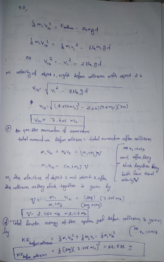 so, žm, viso = Ebaldon - llengd 12 mivo Vio allegd & Tofal lunetic energy of the system just before colligion & & mva - llem