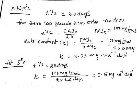 A H6c - 3.0 duys or 2ero Co Peudo zero order reat on LAJO LAJ0 K CA V2 Rat contant K) 2tY2 2 y 3.ody mi! dap - 3. 33 -Asc =