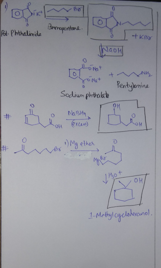BO Pot. Phthalimide Bromopentane. a 3 [ + KB NaOH ronat Elfonat NH₂ Pentylamine Sodium phthalate No ДИu (excess Box 1) Mg eth