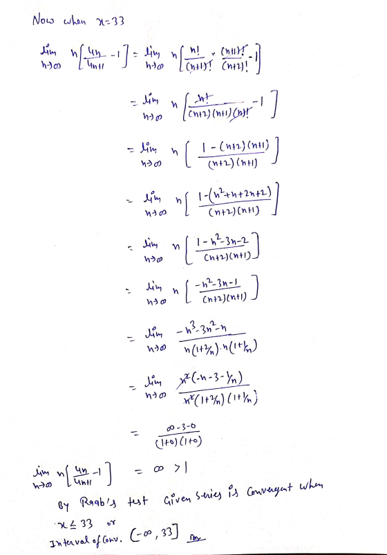 Now when a=33 hun hyo lim hto Tint n! (his! CHHUTT (112)! رد lim ht - 1 C142)(n+1) (h)! h) g) lim (11 | -(142) (111) (n+1)(n+