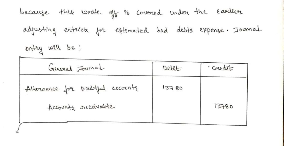 off is covered under the earlier estimated bad debts expense. Toonal because this write adjusting entries for entry will be G