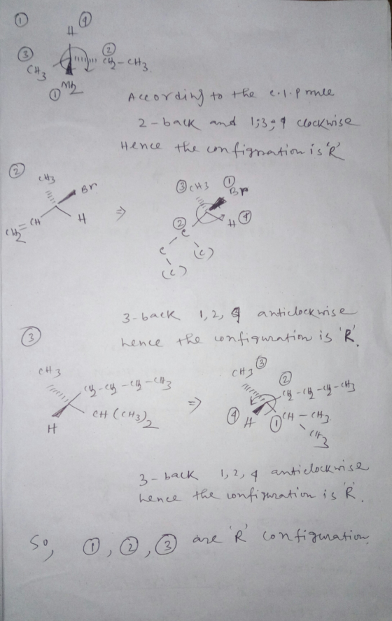 A chy-CH3. CH3 Mb According to the e.l.price 2-back and 1 399 clockwise Hence the confignation is Ŕ CH3 Br ③ CH3 0 BP >> CH H
