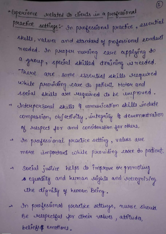 14 professional conduct * Experience welated to clients in a professional preactice settings :- In professional practice, es